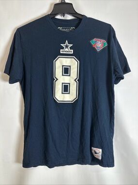 Mitchell & Ness Troy Aikman Dallas Cowboys Navy #8 Short Sleeve Tee Mens XL